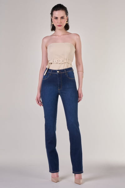 Calça Jeans Reta Feminina F24034