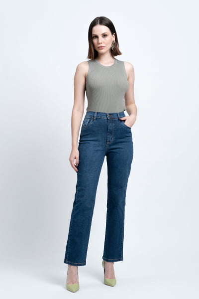 Calça Jeans Reta Feminina F24039