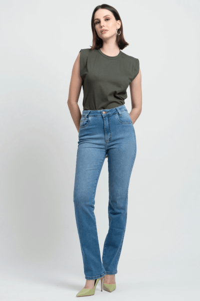 Calça Jeans Reta Feminina F24044