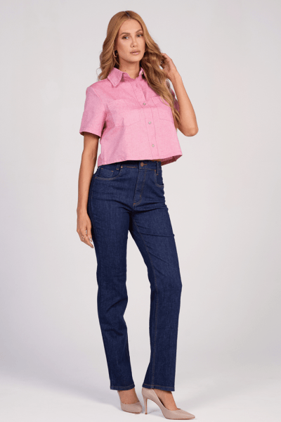 Calça Jeans Reta Feminina F24413 Calça Jeans Reta Feminina F24413