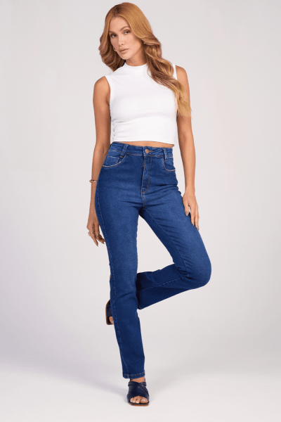 Calça Jeans Reta Feminina F25010 Calça Jeans Reta Feminina F25010