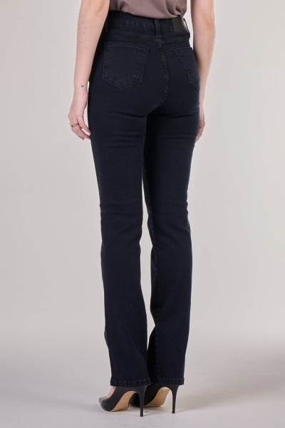 Calça Jeans Reta Feminina Preto Estonado F24064