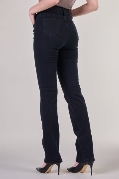 Calça Jeans Reta Feminina Preto Estonado F24064