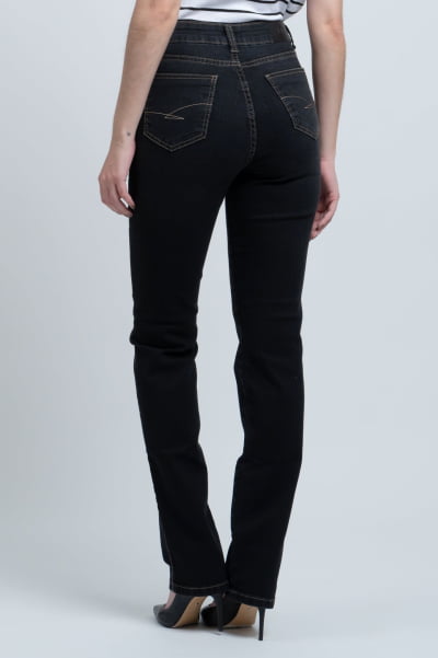 Calça Jeans Reta Preta Estonada F24033