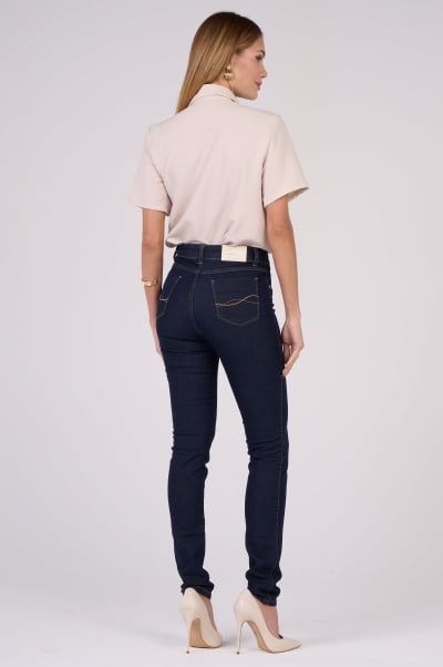 Calça Jeans Skinny Feminia Azul Escuro F2880