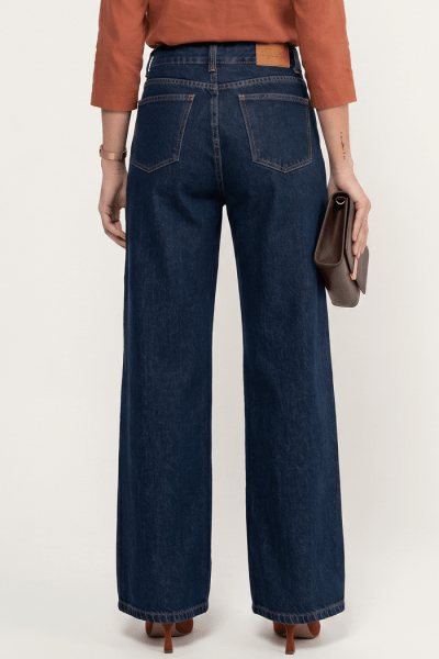 Calça Wide Leg Jeans Azul Escuro Intenso F2912