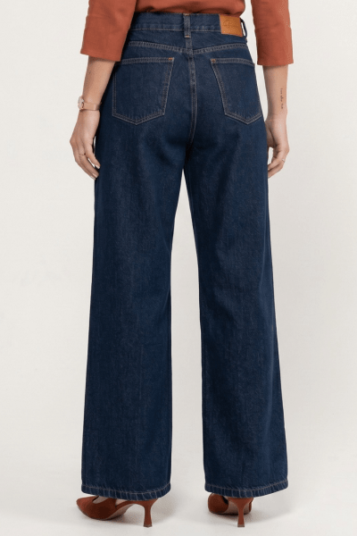 Calça Wide Leg Jeans Azul Escuro Intenso F2912