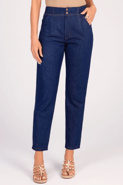 Calça Mom Preta Com Elástico F24071 Calça Mom Preta Com Elástico F24071