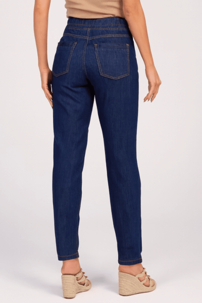 Calça Mom Preta Com Elástico F24071