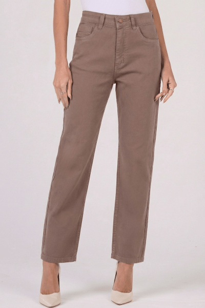 Calça Mom Sarja Caqui F2903CZ