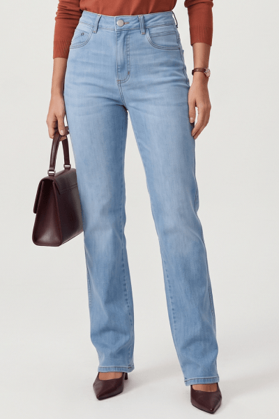 Calça Reta Feminina Jeans Azul Claro F26204