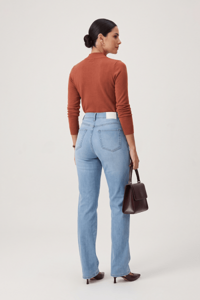 Calça Reta Feminina Jeans Azul Claro F26204