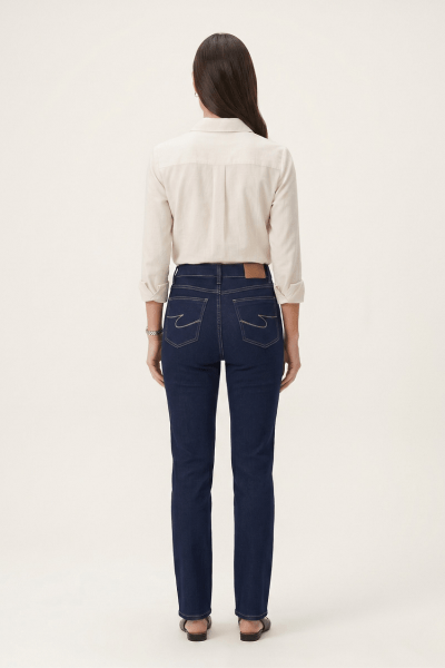 Calça Reta Feminina Jeans Azul Escuro F24037ES