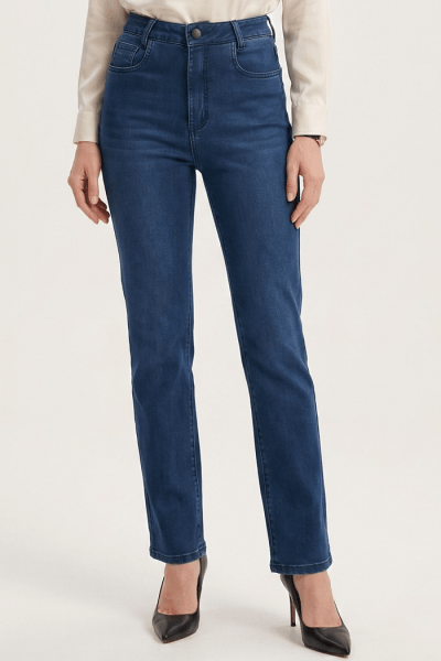 Calça Reta Feminina Jeans Azul Escuro F26026