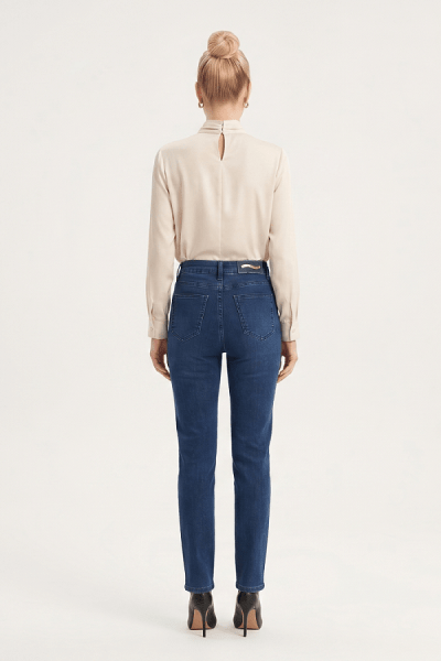 Calça Reta Feminina Jeans Azul Escuro F26026
