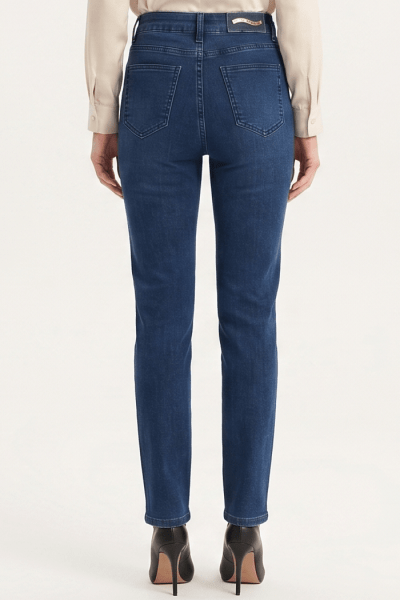 Calça Reta Feminina Jeans Azul Escuro F26026