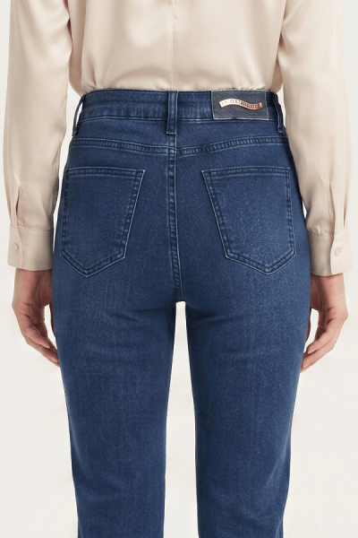 Calça Reta Feminina Jeans Azul Escuro F26026