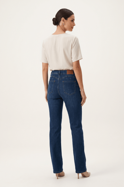 Calça Reta Feminina Jeans Azul Escuro F26203