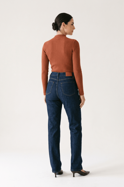 Calça Reta Feminina Jeans Azul Escuro F26205