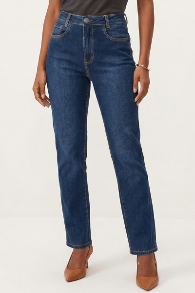 Calça Reta Feminina Jeans Azul Médio F25043 Calça Reta Feminina Jeans Azul Médio F25043