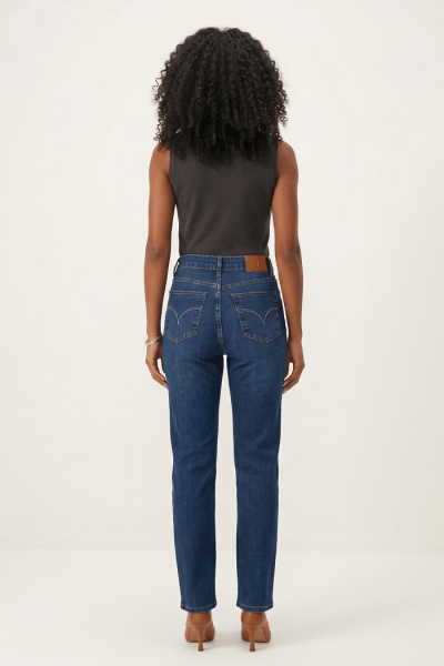 Calça Reta Feminina Jeans Azul Médio F25043