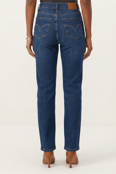 Calça Reta Feminina Jeans Azul Médio F25043