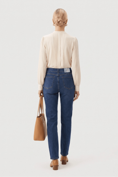 Calça Reta Feminina Jeans Azul Médio F26025
