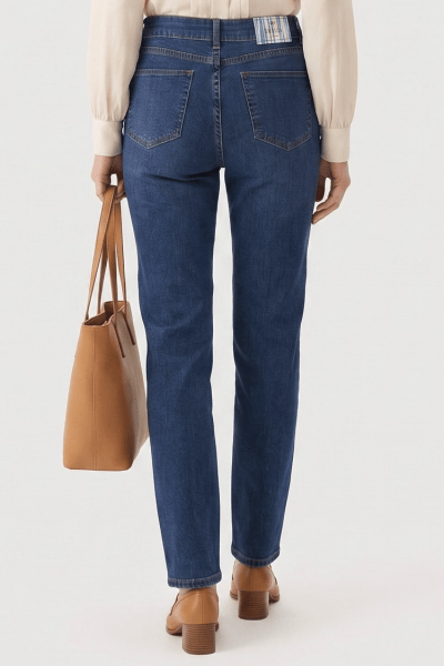 Calça Reta Feminina Jeans Azul Médio F26025