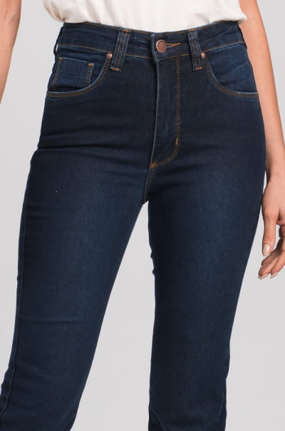 Calça Reta Feminina Jeans Escuro F2915
