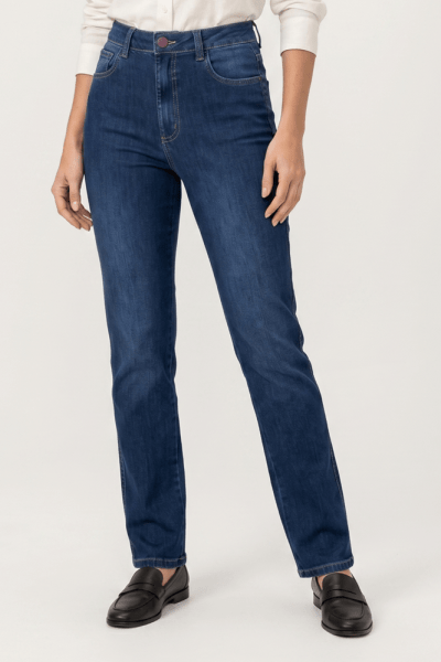 Calça Reta Jeans Azul Médio F25042