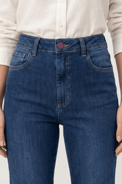 Calça Reta Jeans Azul Médio F25042