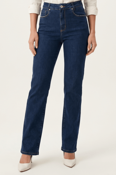 Calça Reta Jeans Azul Médio F26011