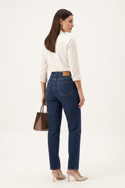 Calça Reta Jeans Azul Médio F26011