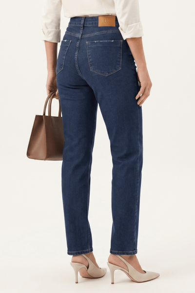 Calça Reta Jeans Azul Médio F26011