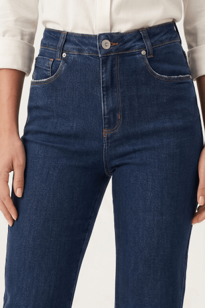 Calça Reta Jeans Azul Médio F26011