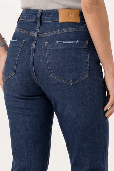 Calça Reta Jeans Azul Médio F26011
