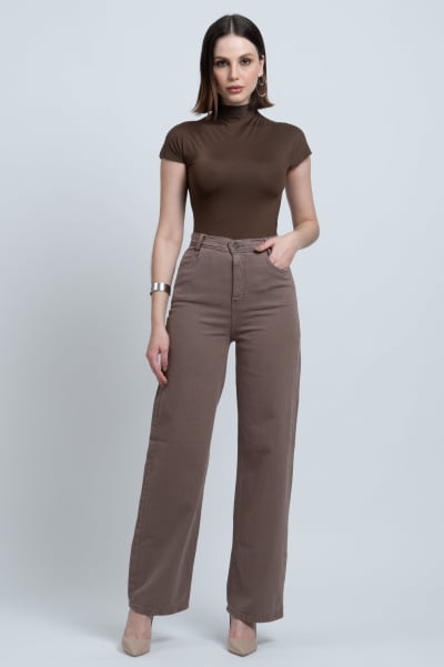 Calça Wide Leg Caqui Intenso F2023066CAE