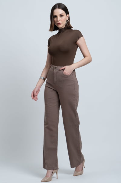 Calça Wide Leg Caqui Intenso F2023066CAE