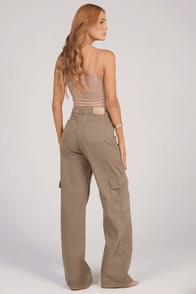 Calça Wide Leg Cargo Caqui F2023065CA