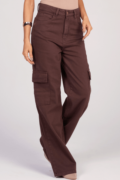 Calça Wide Leg Cargo Off White