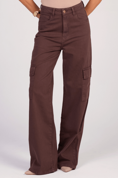 Calça Wide Leg Cargo Off White