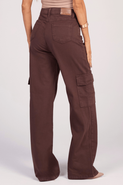 Calça Wide Leg Cargo Off White