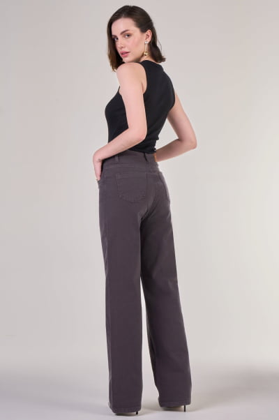 Calça Wide Leg Cinza Chumbo F2907CH