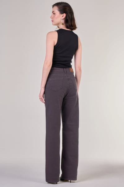 Calça Wide Leg Cinza Chumbo F2907CH