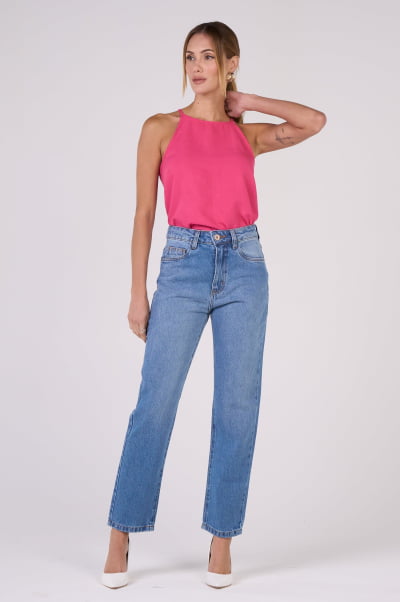 Calça Mom Jeans Azul Claro F24095