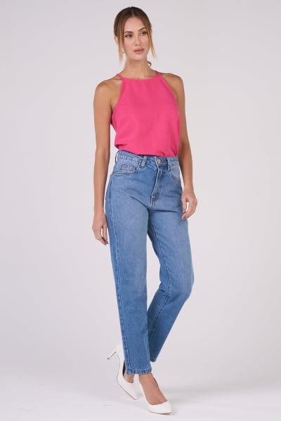 Calça Mom Jeans Azul Claro F24095