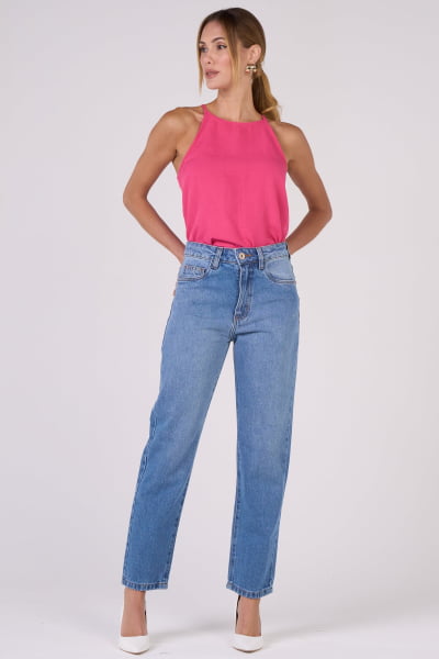 Calça Mom Jeans Azul Claro F24095