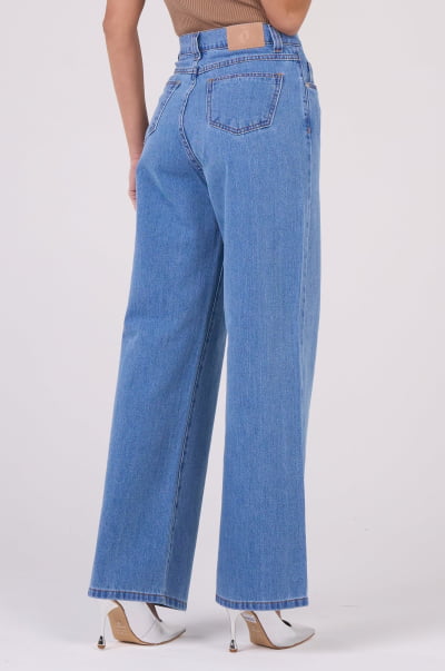 Calça Wide Leg Jeans Azul Claro F24100