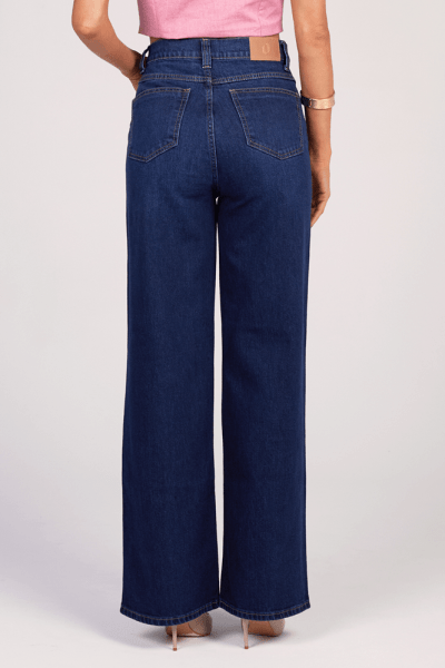 Calça Wide Leg Jeans Azul Escuro F25001