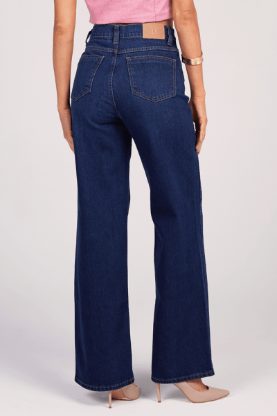 Calça Wide Leg Jeans Azul Escuro F25001
